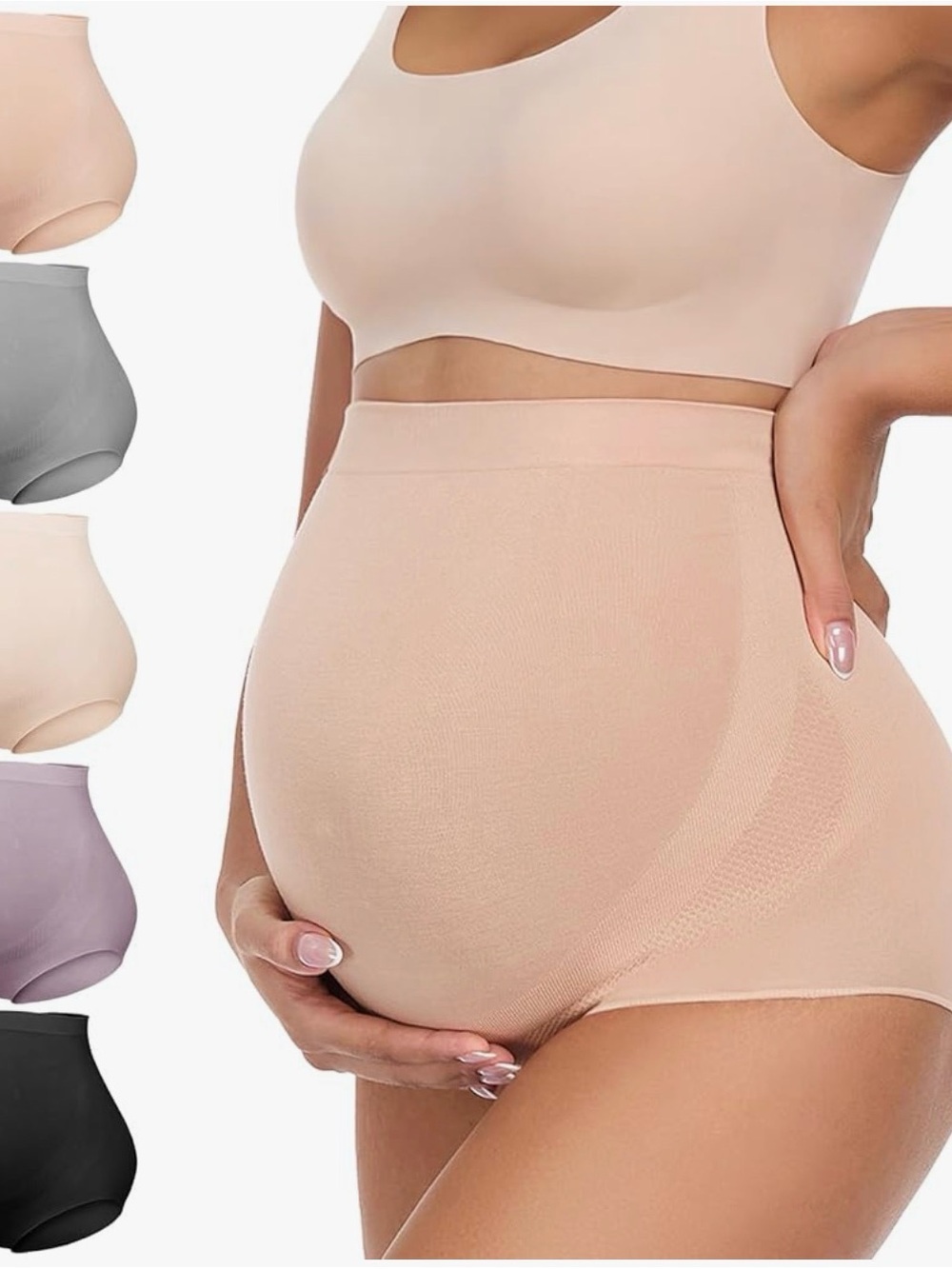 Maternity Large Supportive 4 pair Bamboo Briefs - Nude final Price